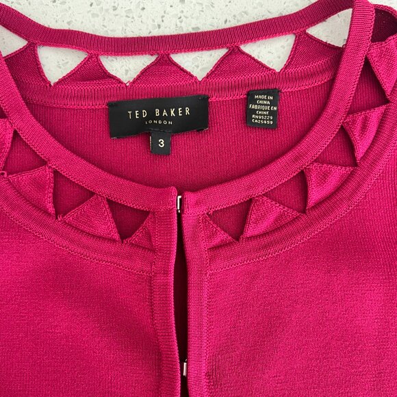 Ted Baker Maroon Red Cardigan, Ted size 3, US size 8 - Picture 3 of 4